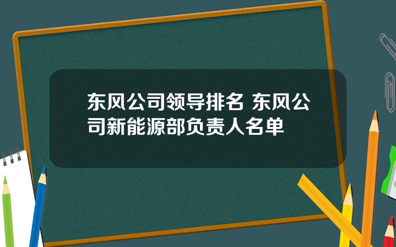 东风公司领导排名 东风公司新能源部负责人名单